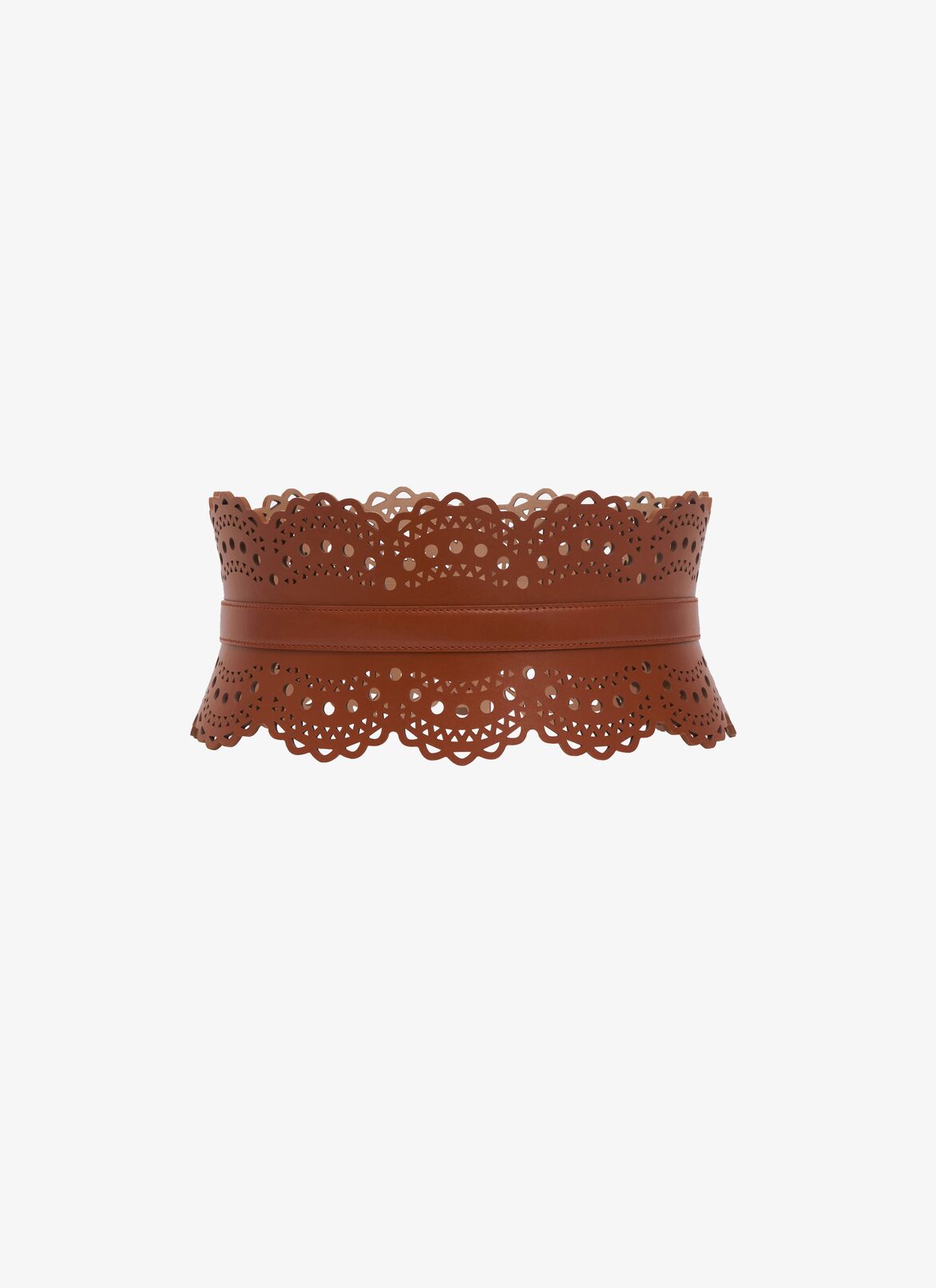Bustier belt in vienne wave calfskin ALAÏA BROWN BUSTIER BELT IN VIENNE WAVE CALFSKIN